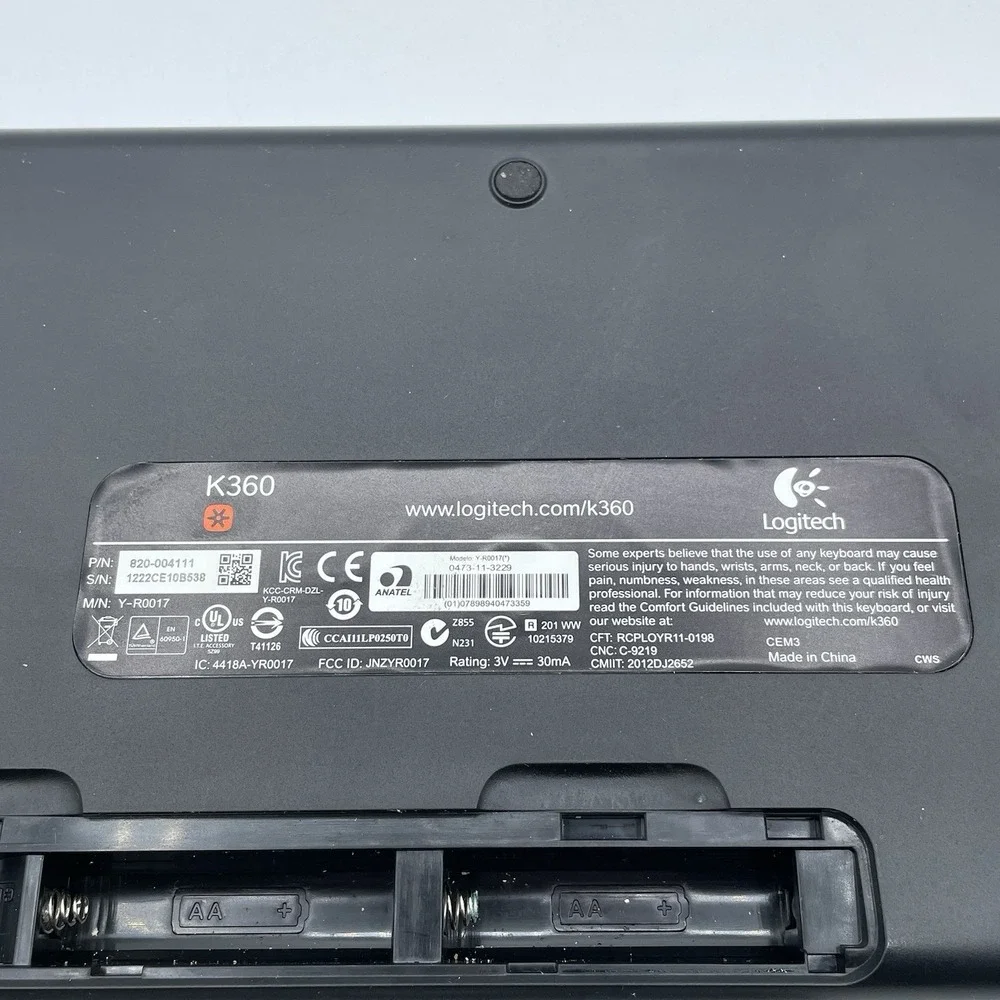 Logitech K360 (820-004554) Wireless Keyboard Without USB Receiver Tested Working